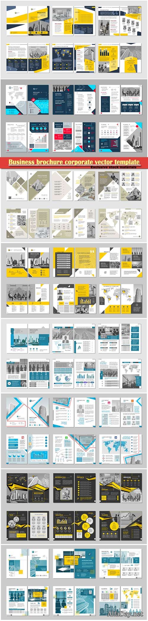 Business brochure corporate vector template, magazine flyer mockup # 27