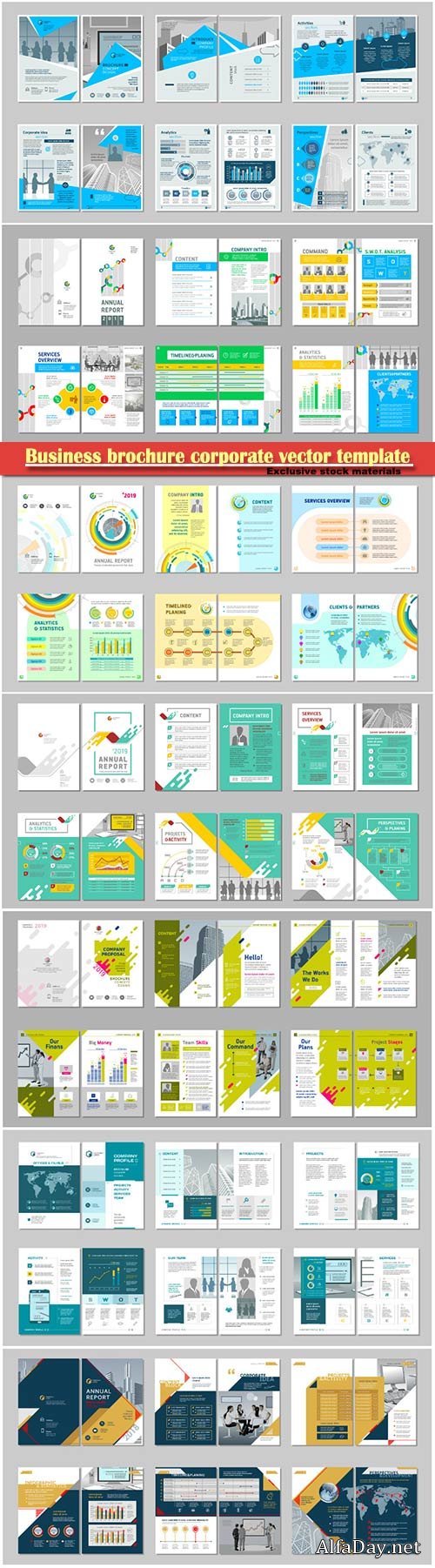 Business brochure corporate vector template, magazine flyer mockup # 34