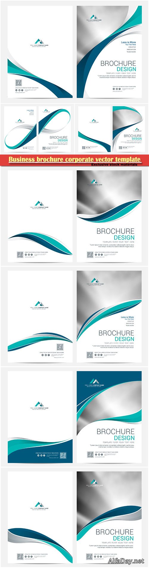 Business brochure corporate vector template, magazine flyer mockup # 35