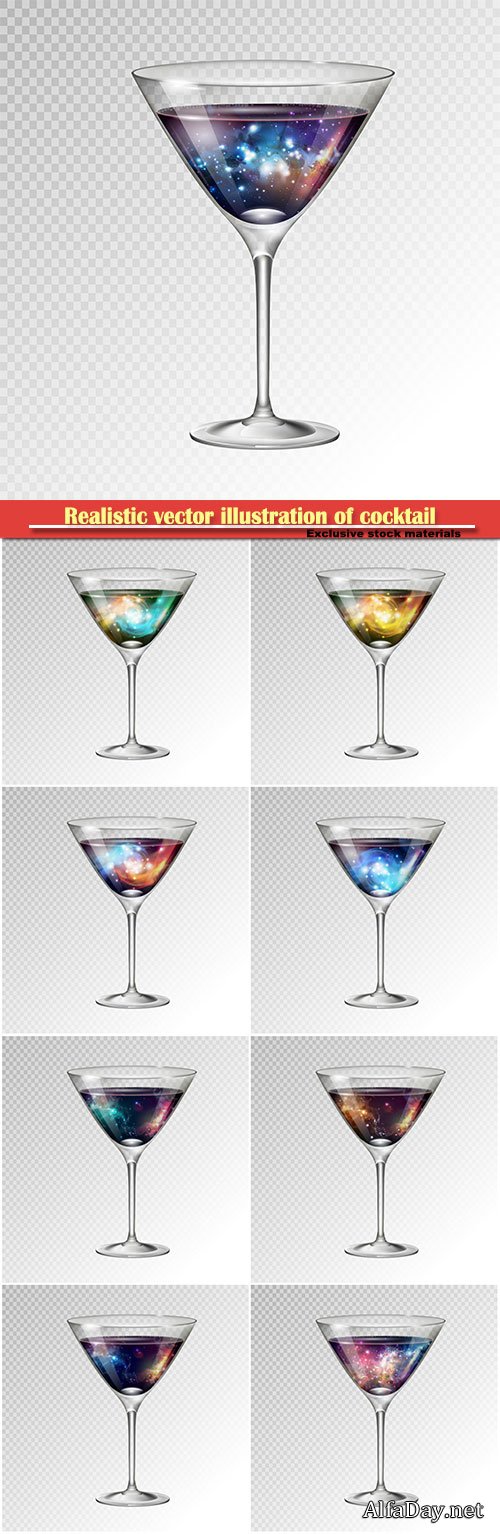 Realistic vector illustration of cocktail cosmopolitan glass