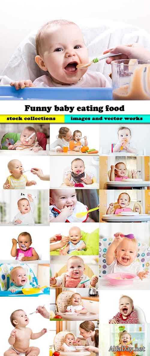 Funny baby eating