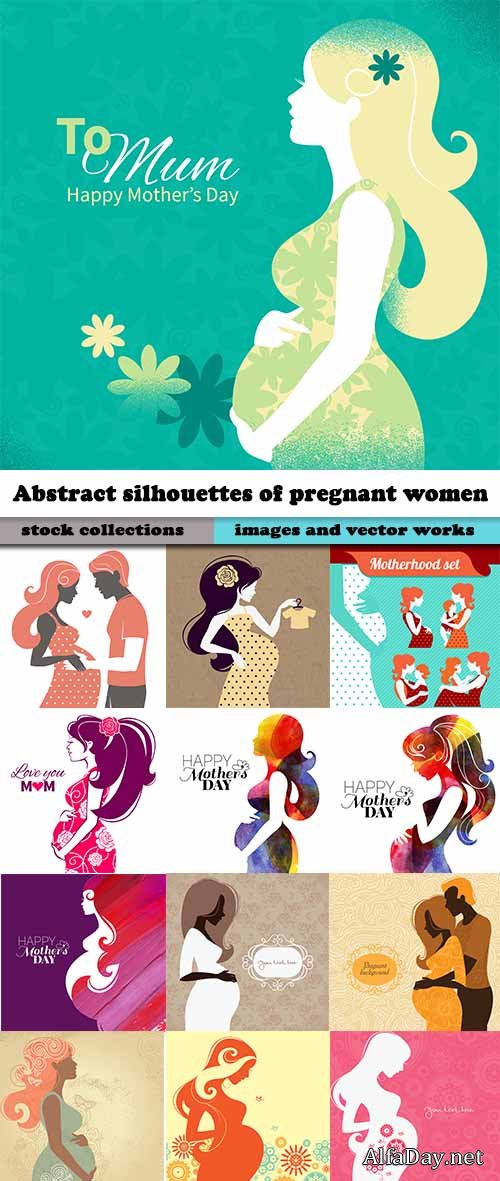 Abstract silhouettes of pregnant women 25xEPS