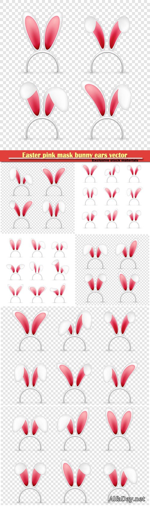 Easter pink mask bunny ears vector illustration