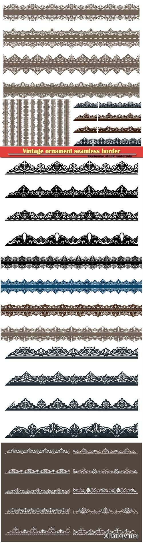 Vintage ornament seamless border in vector illustration