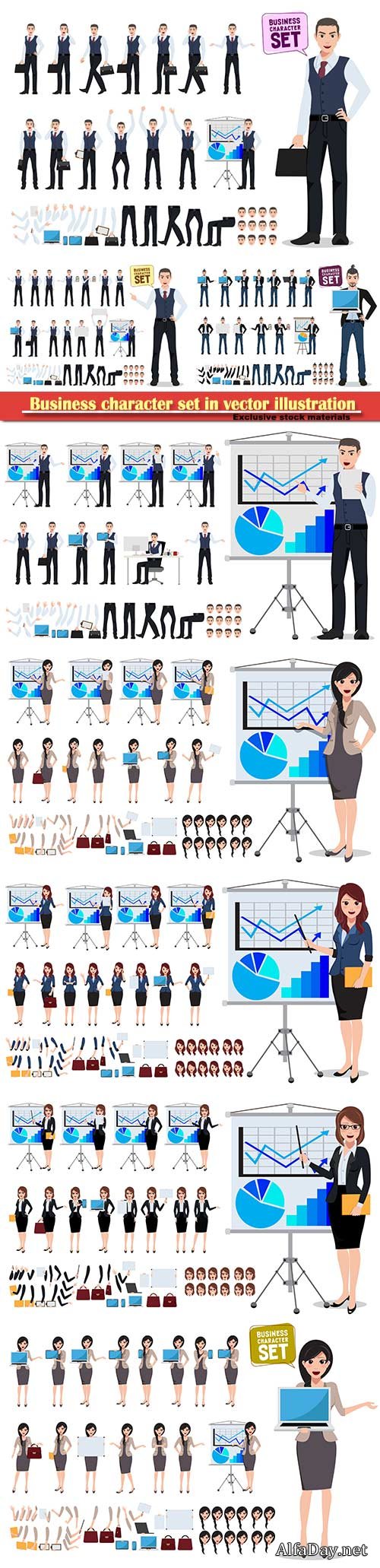 Business character set in vector illustration