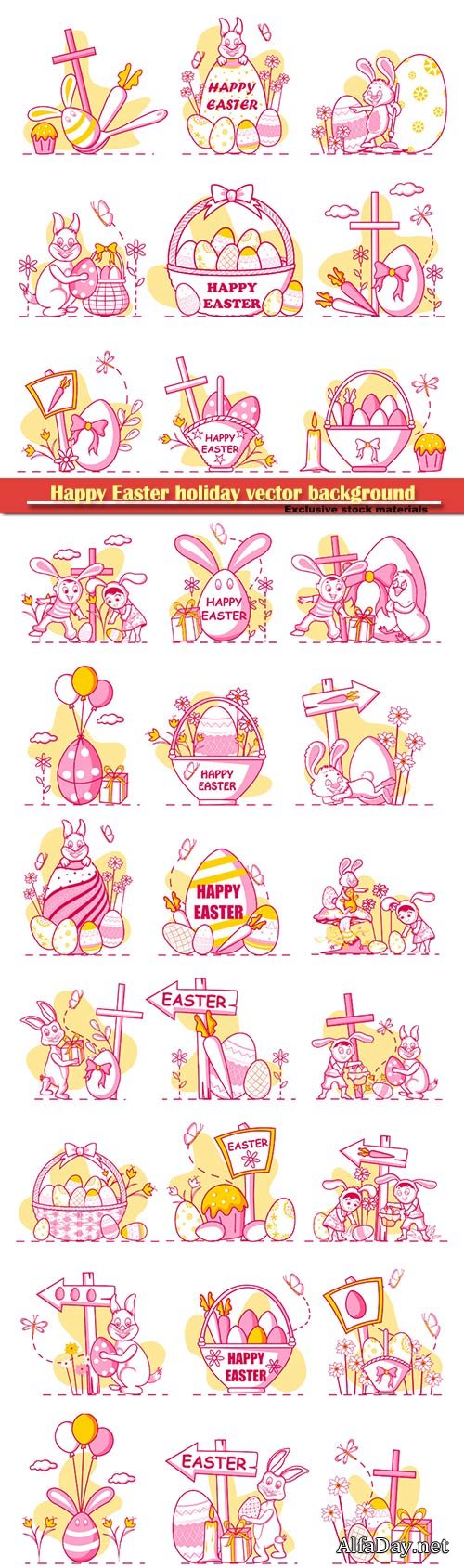 Happy Easter holiday celebration background in vector