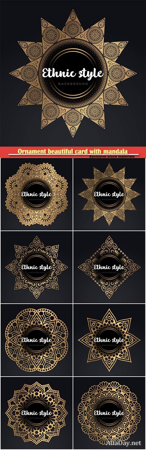 Ornament beautiful card with mandala, geometric circle element made in vector