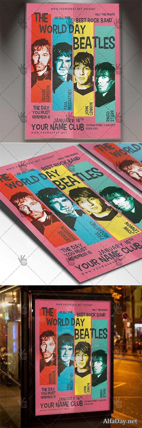 The Beatles Day � Club Flyer PSD Template