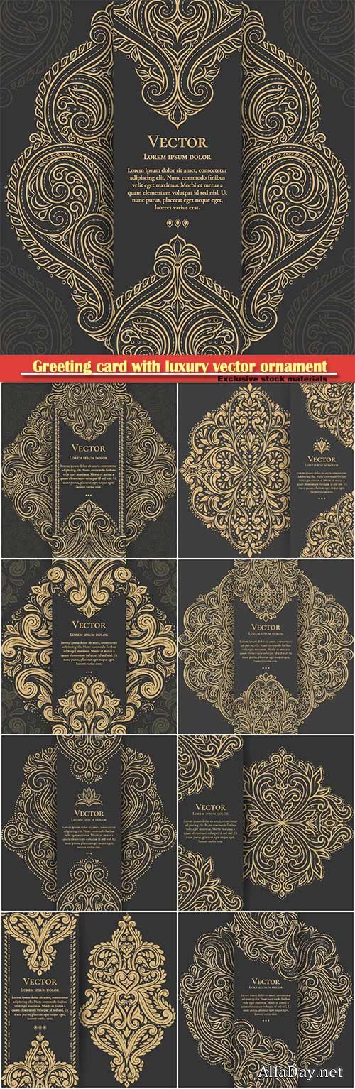 Greeting card design with luxury vector ornament template, mandala, great for invitation, flyer, menu, brochure