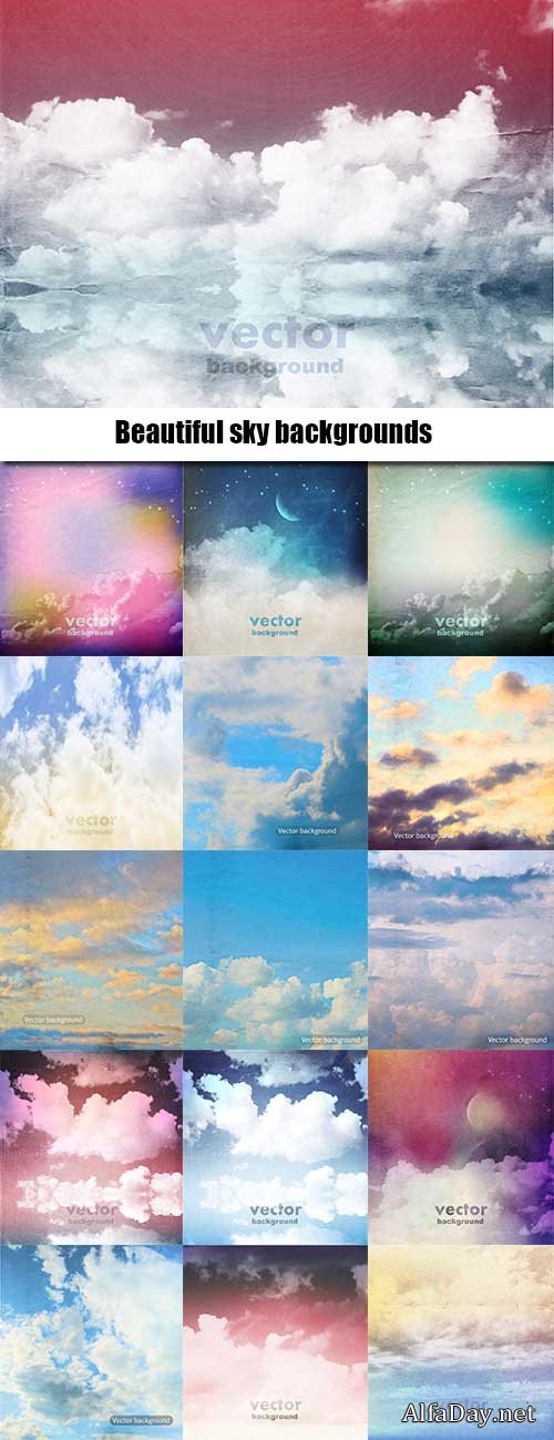 Beautiful sky backgrounds in vector - 25 Eps