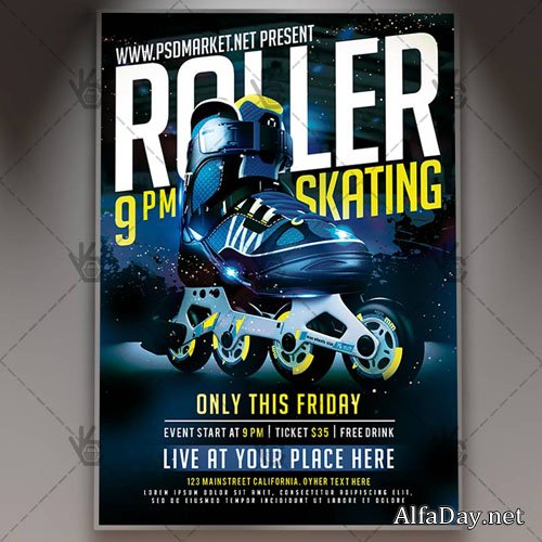 Roller Skating Party Flyer � PSD Template