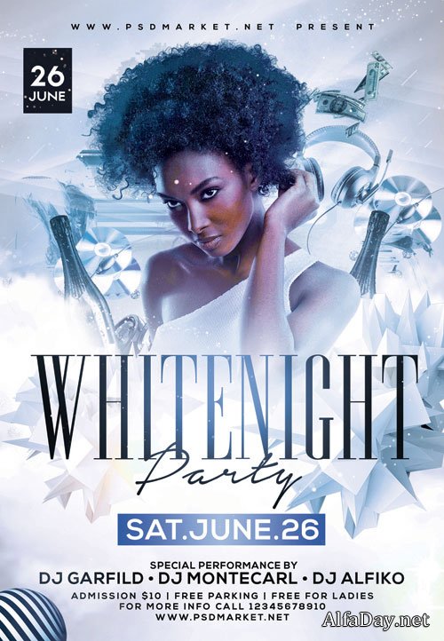 White Night Party Flyer - PSD Template
