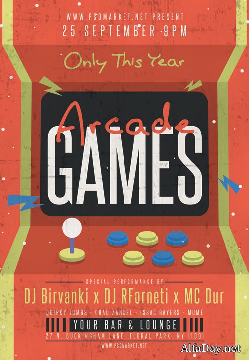 ARCADE GAMES FLYER - PSD TEMPLATE