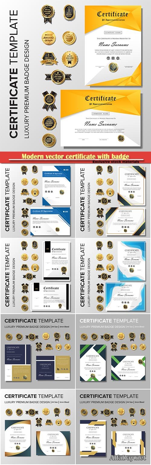 Modern vector certificate with badge