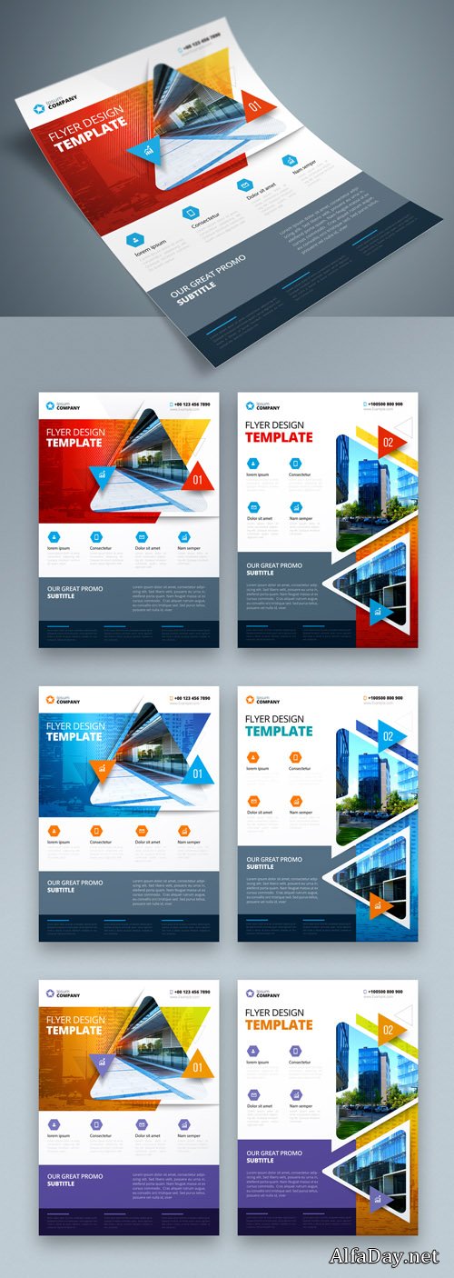 Colorful Business Flyer Layout with Triangle Elements_267840361