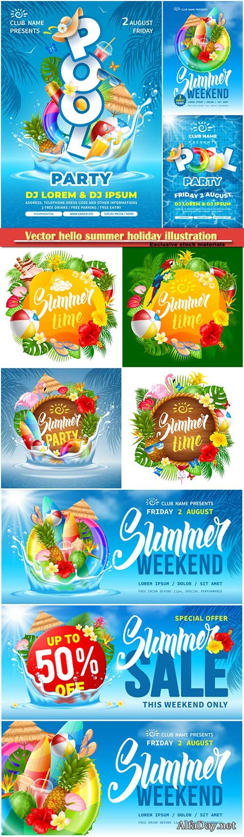 Vector hello summer holiday illustration # 6