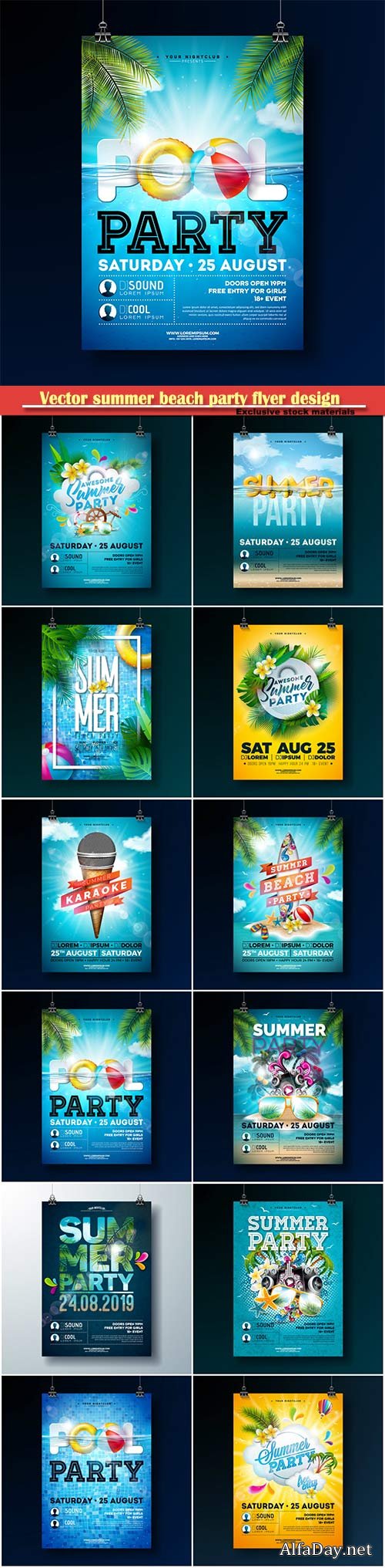 Vector summer beach party flyer design