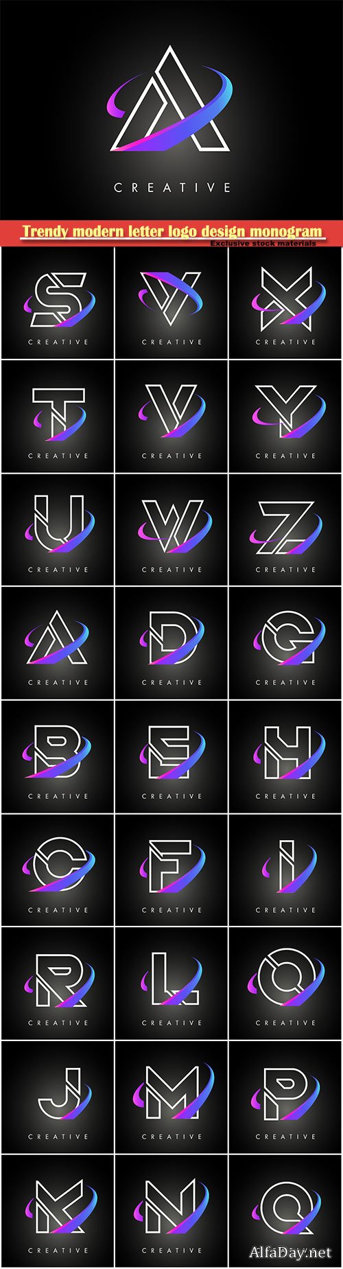 Trendy modern letter logo design monogram and creative swoosh