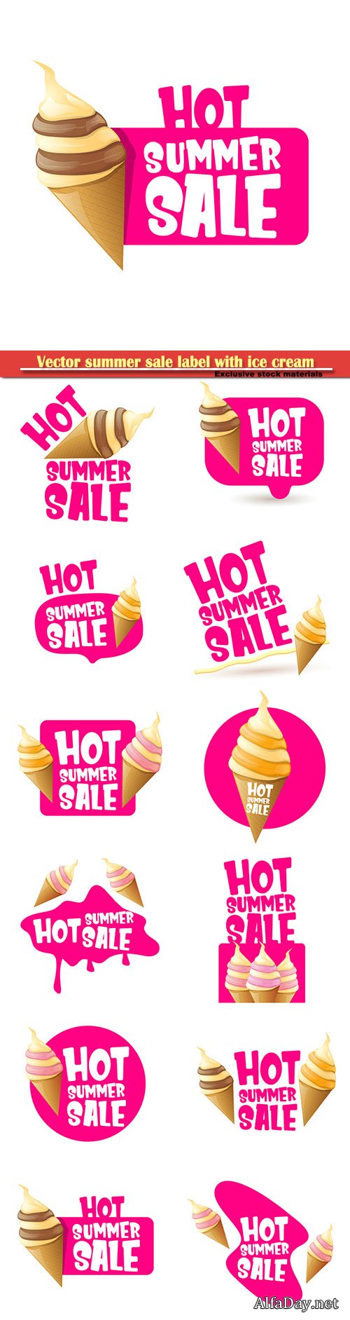 Vector summer sale label with melting ice cream