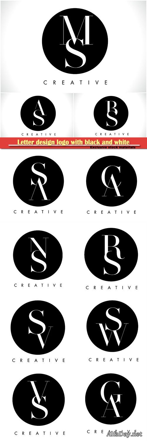 Letter design logo with black and white colors trendy vector illustration