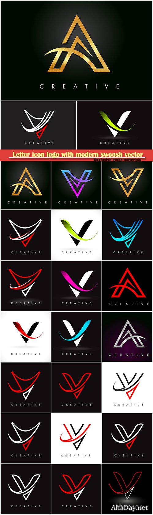 Letter icon logo with modern swoosh vector illustration