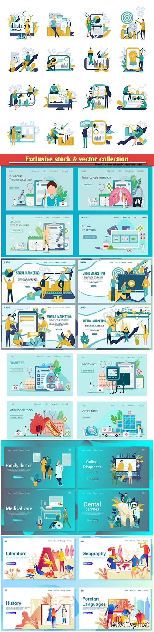 Website page isometric vector illustration, flat banner # 18