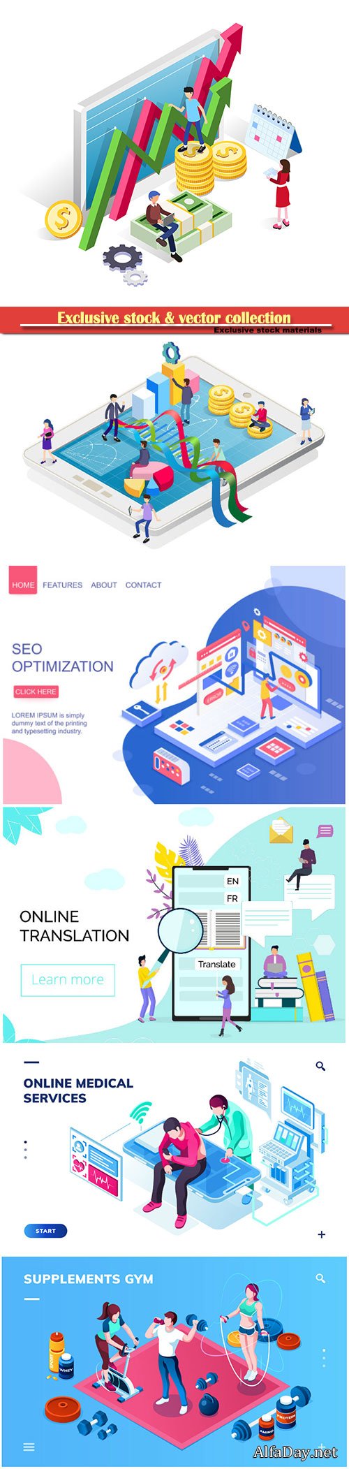 Set isometric vector concept # 6