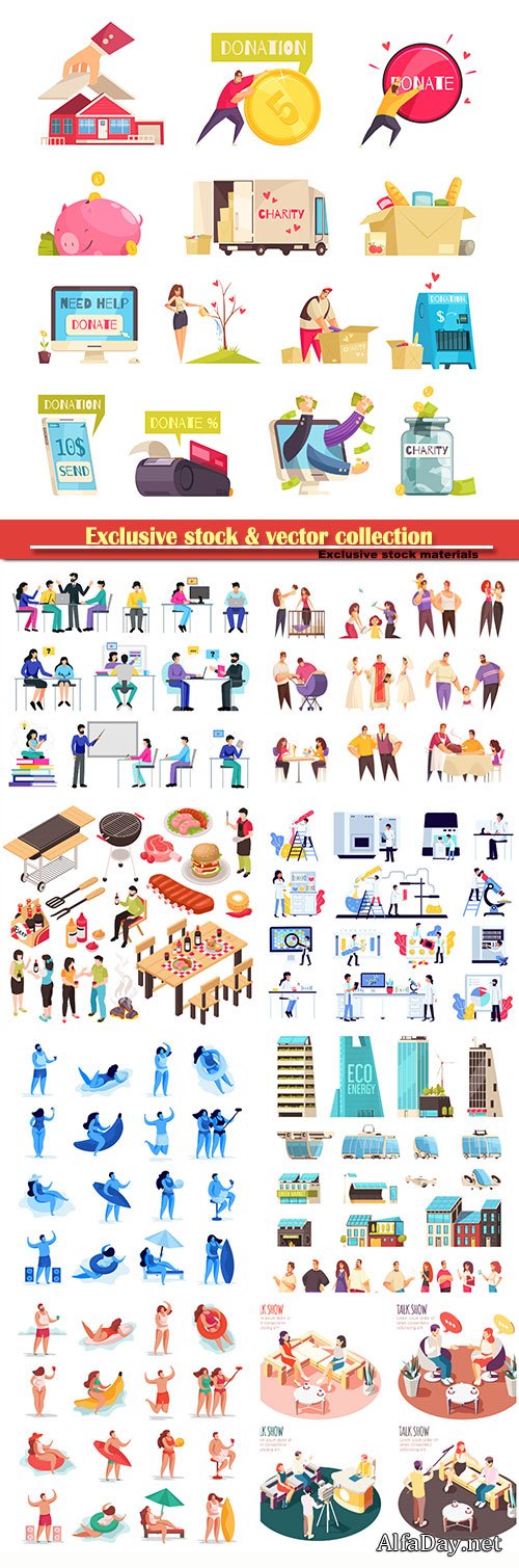 Set isometric vector concept # 4