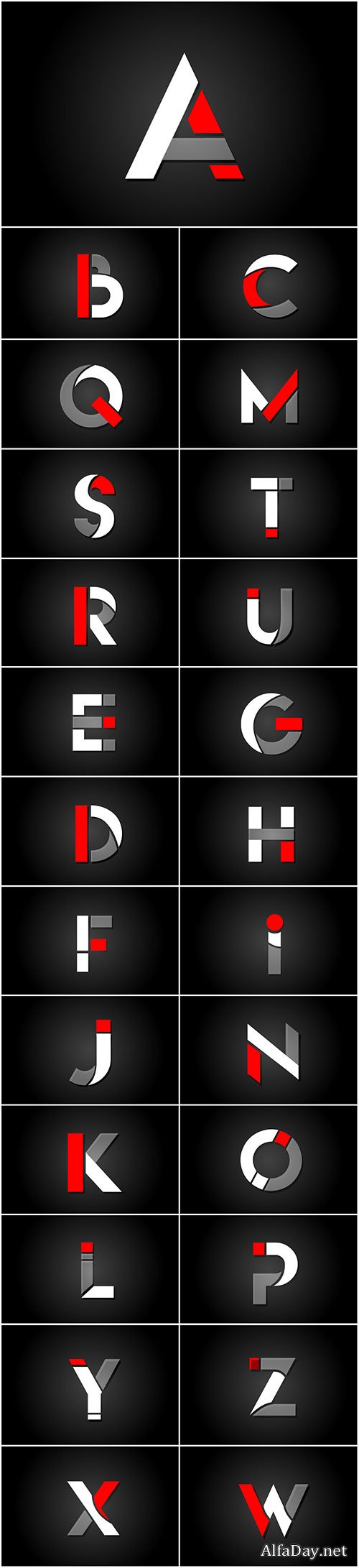 Red white black alphabet letter logo for company icon design