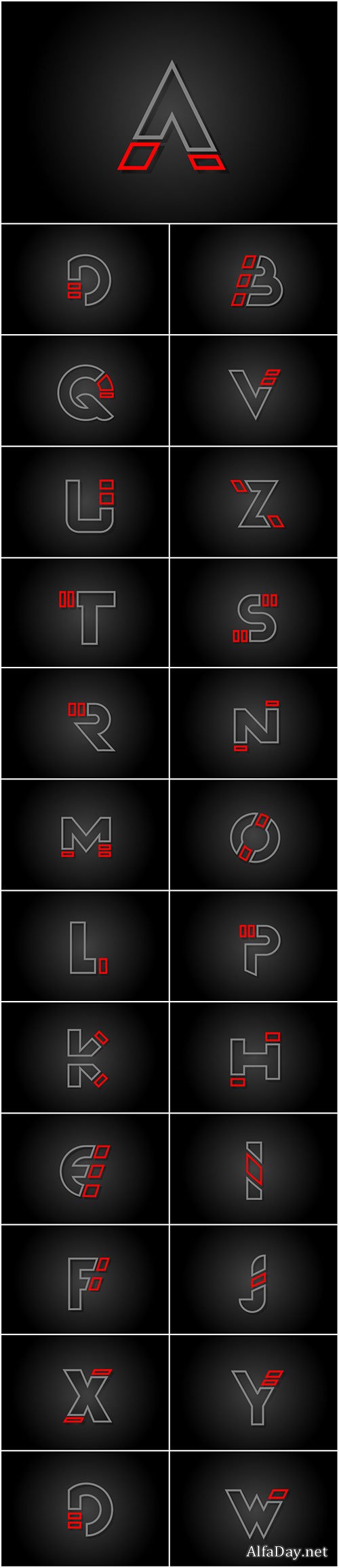 Alphabet line letter red black for company logo icon design
