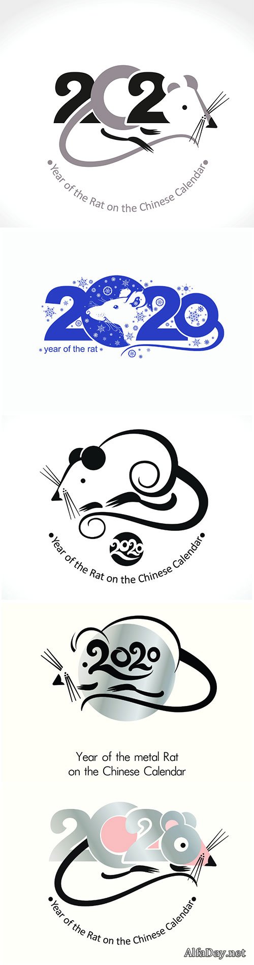 Year of the Rat 2020, vector template New Year's design on the Chinese calendar