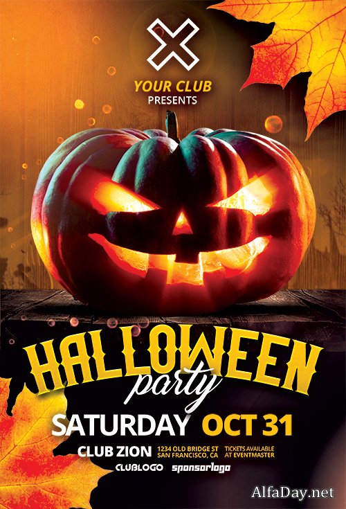 Halloween Pumpkin Party Flyer Template