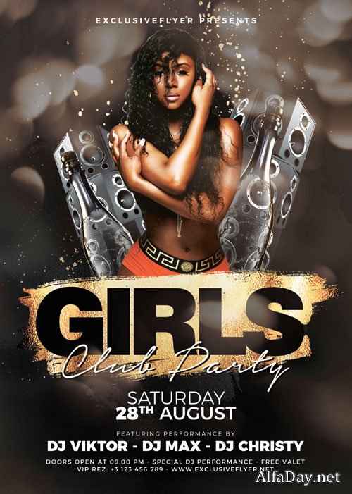 Girls club party - Premium flyer psd template