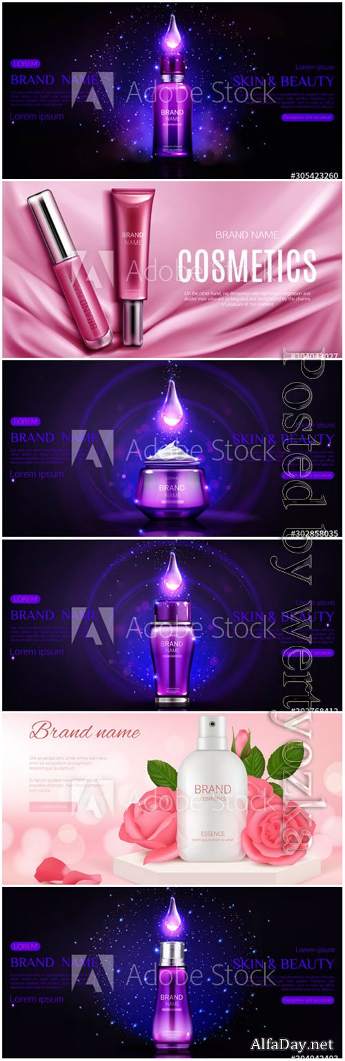 Beauty product cosmetic advertising promo poster realistic 3d vector 