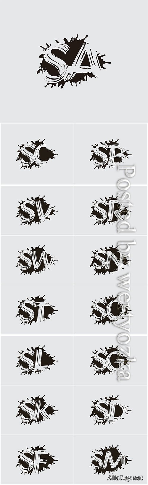 Initial flat splatter logo icon