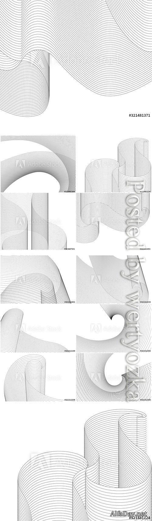Abstract linear shapes 3d vector illustration
