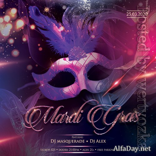 Mardi Gras Party - Premium flyer psd template