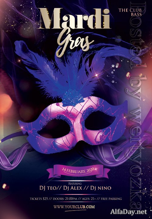 Mardi Gras Celebration - Premium flyer psd template