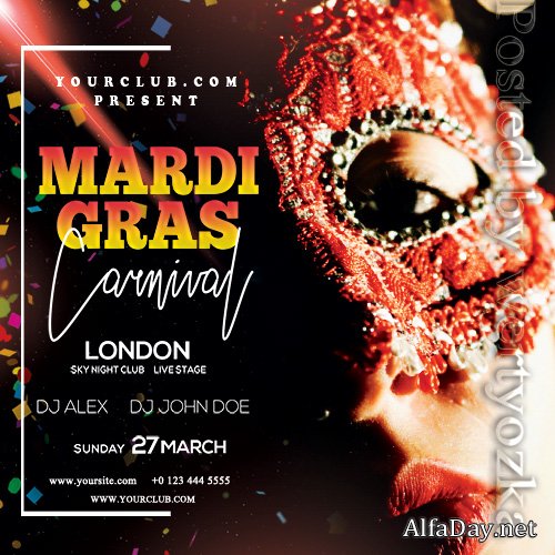 Mardi Gras Carnival - Premium flyer psd template