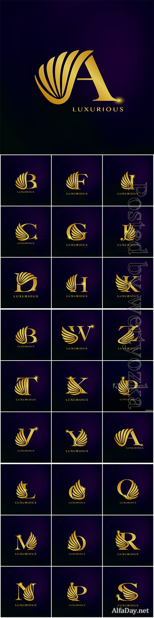 Elegance luxurious wing initial letter logo icon vector design