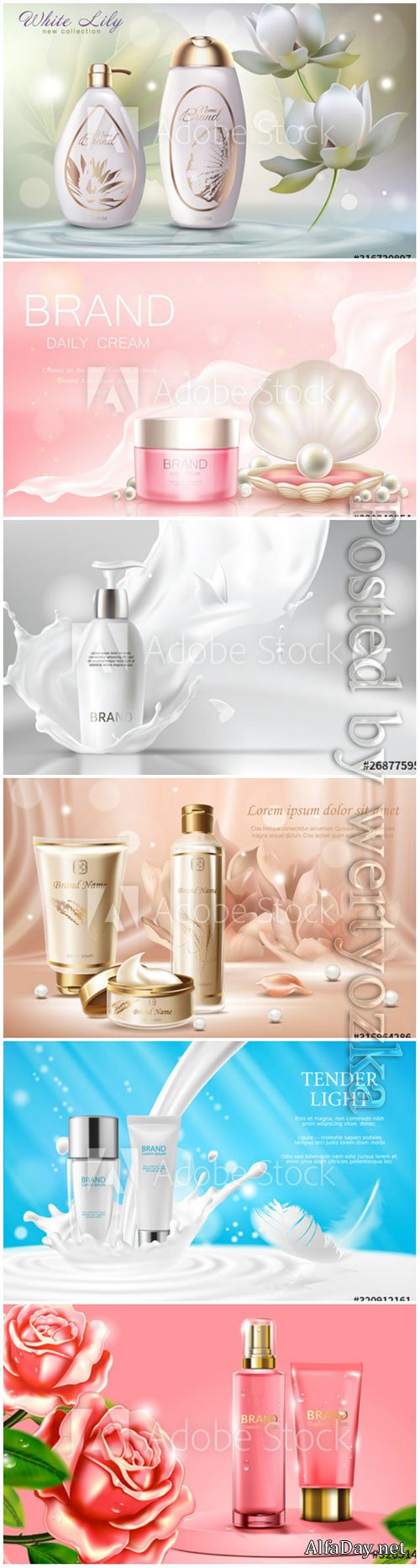 Cosmetics advertising banner vector template