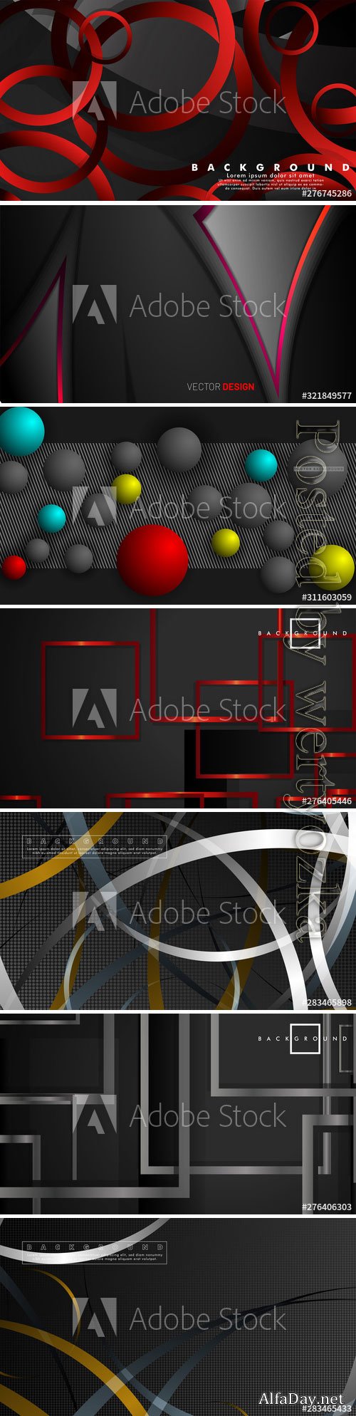 Dark abstract backgrounds with lines and balls