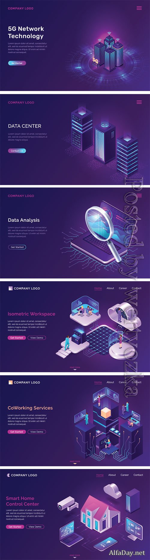 Working space isometric futuristic concept vector