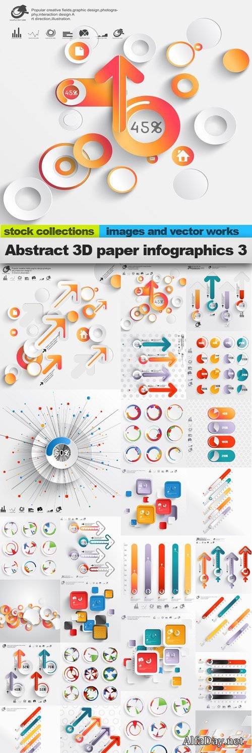 Abstract 3D Paper Infographics 3