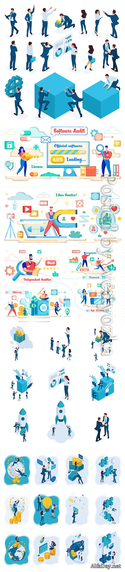 Set of banners with isometric vector illustration # 11