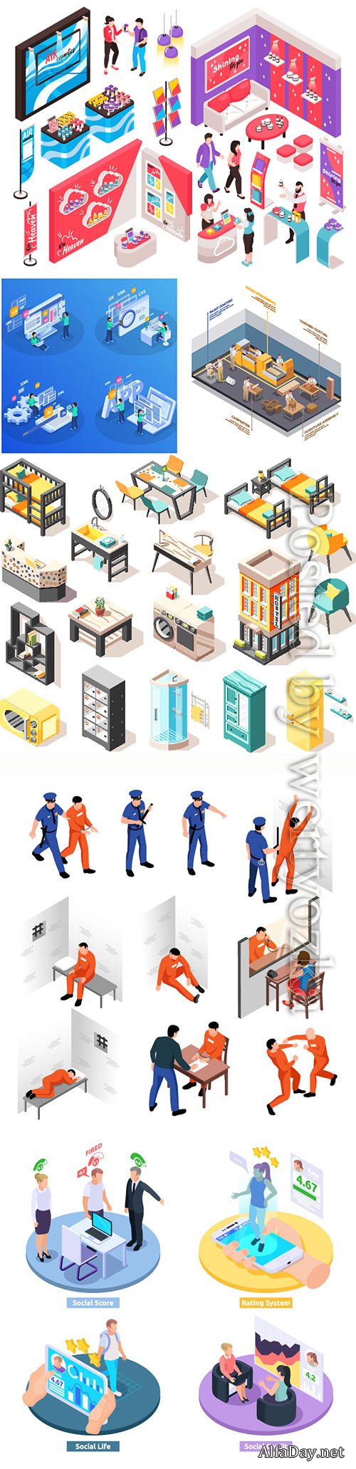 Set of banners with isometric vector illustration # 10