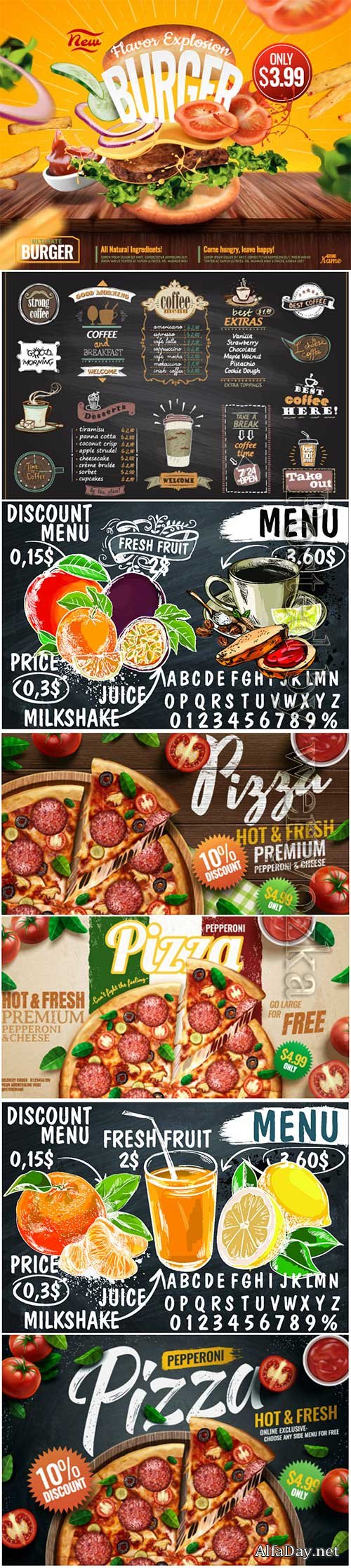 Advertising vector food posters, menu