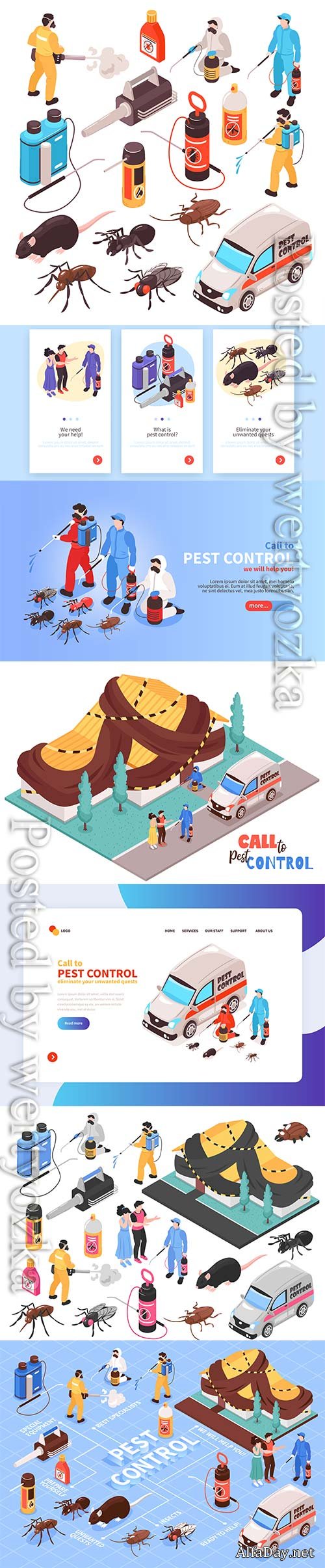 Pest control home office disinfection service isomeric flowchart