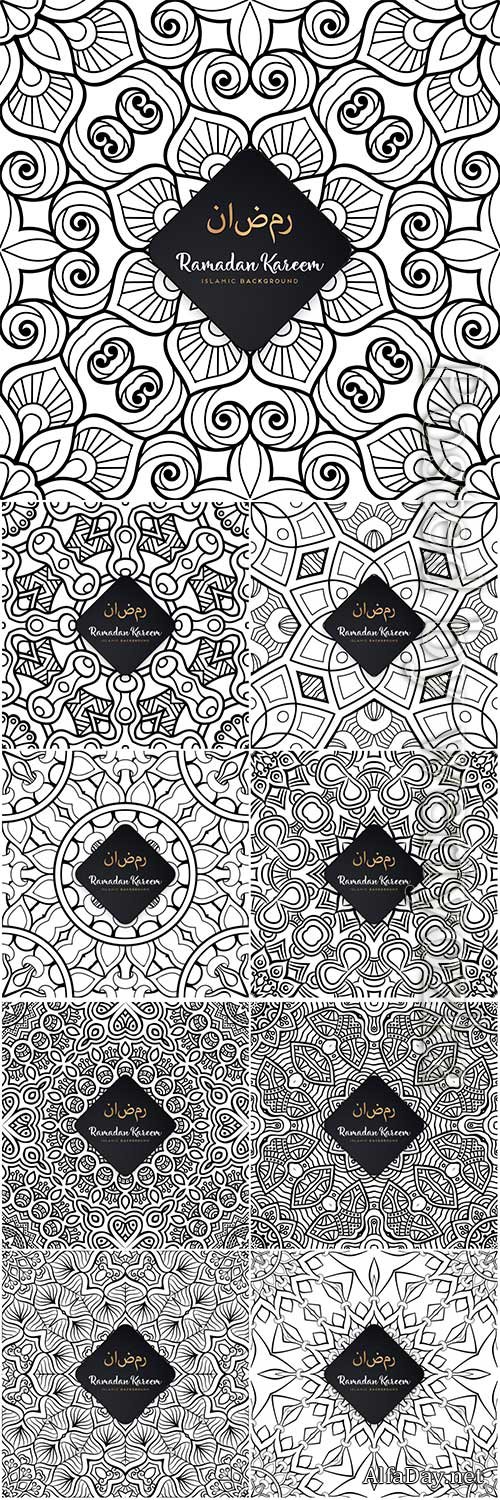 Ramadan kareem seamless pattern mandala vector background