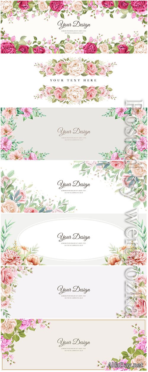 Beautiful banner floral and leaves template